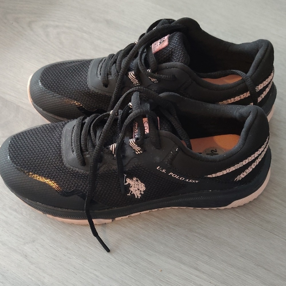 US Polo Assn Sport Womens Black‎ Rose Gold Mesh Sneakers USPA All Trek 6.5 - Picture 5 of 6